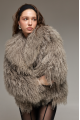 Women's gray fur coat made of natural llama